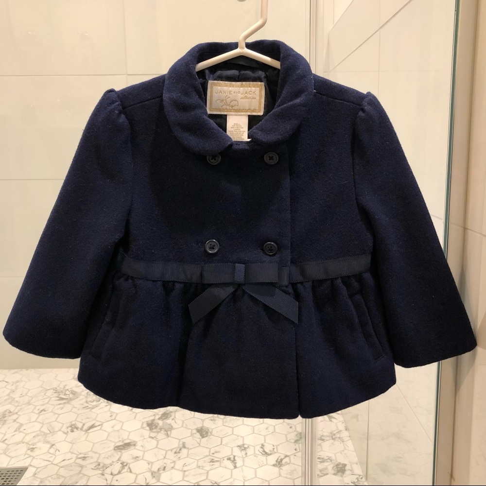 Janie & Jack Collection Girls Navy Blue Double Breasted Jacket 12-24 months